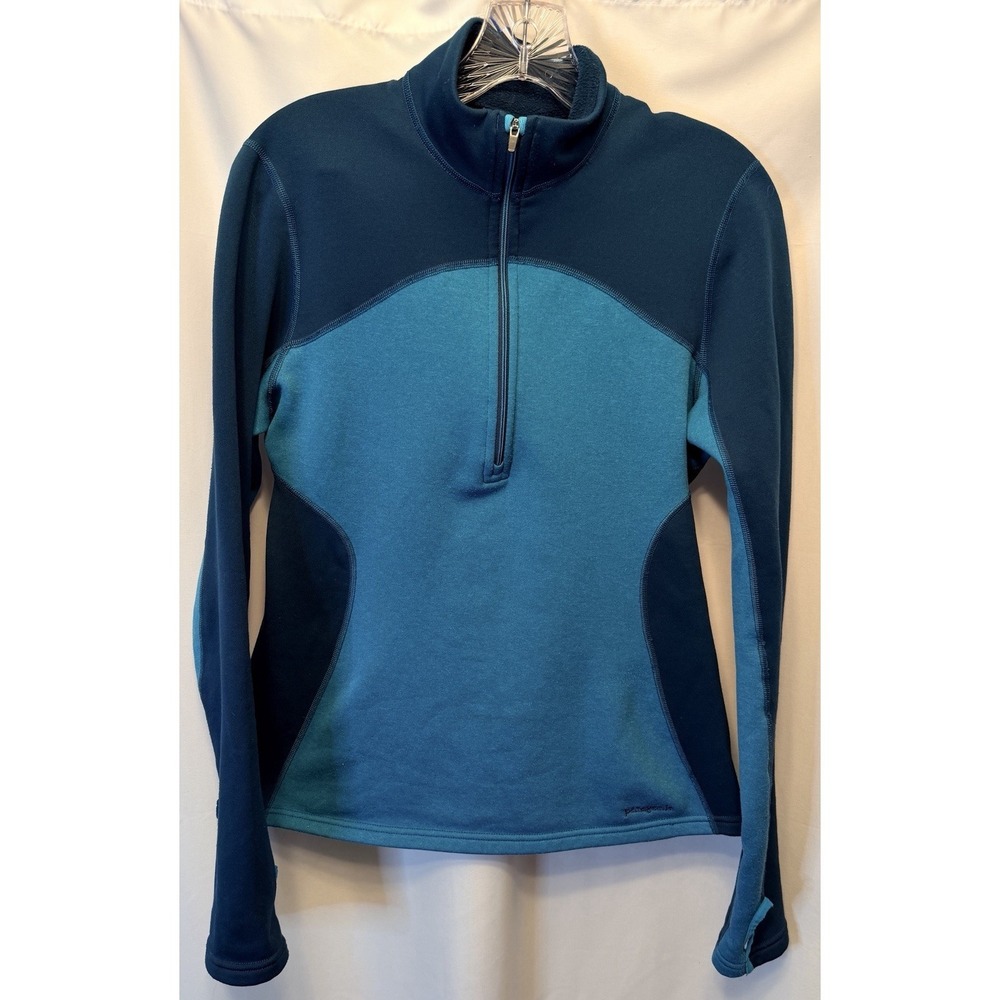 Patagonia Women's Small Capilene 4 Expedition Weight Zip-Neck Polartec Teal Blue